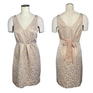 MOSCHINO Vintage 90s Jacquard Metallic Silk Tie Sleeveless Sheath Dress Size 6